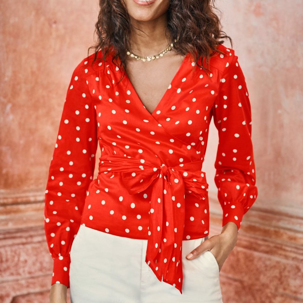 BODEN Rosamund Wrap Top Popsicle Scattered Dot J50 * must bundle to discount